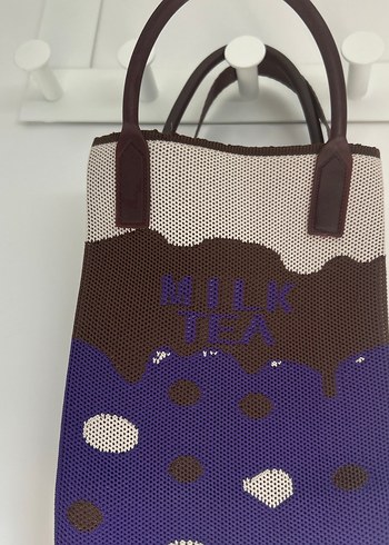 Örgü Desenli Kahverengi mor Kadın Çanta - Görsel 2