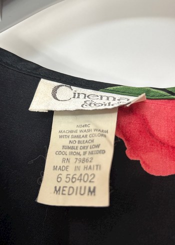 Çiçek Desenli Siyah Kırmızı Midi Gecelik ve Sabahlik - Görsel 5