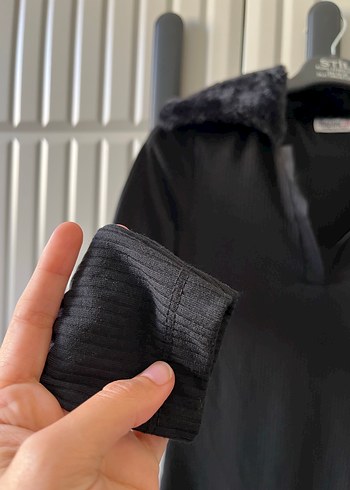 Diğer Siyah Kürk Detaylı Mini Kadın Elbise