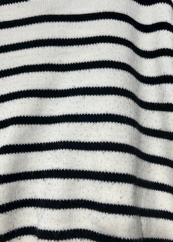 Çizgili Uzun Kollu Kadın Triko Kazak - Görsel 4