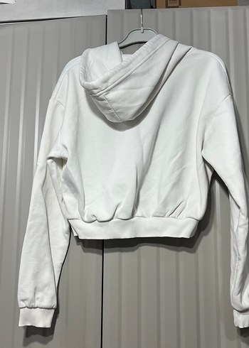 Beyaz Yarım Fermuarlı Kadın Sweatshirt - Görsel 4