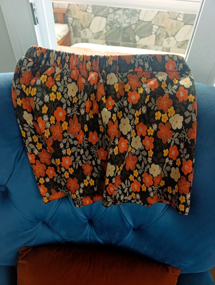 kız çocuk çiçekli şort etek,kruvaze beli lastikli - Görsel 2