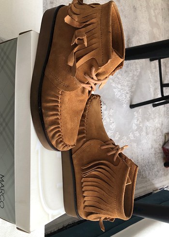 Puskullu kadin deri suet bot - Görsel 2