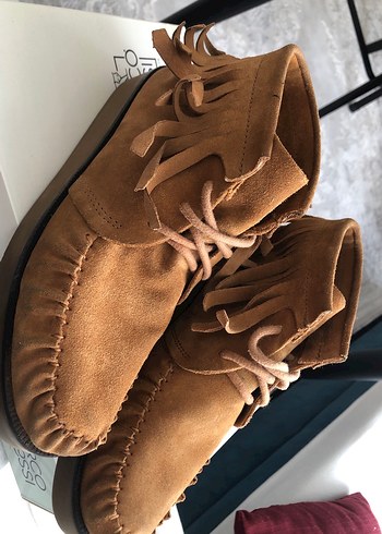 Puskullu kadin deri suet bot - Görsel 6