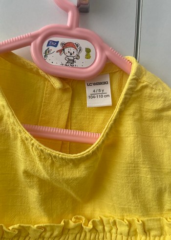 Sarı Kız Çocuk Kolsuz Fırfırlı Elbise - Görsel 2