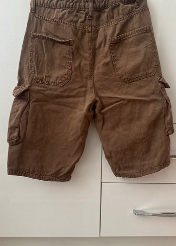 Kahverengi Süet Kemerli Rahat Bermuda Şort - Görsel 2