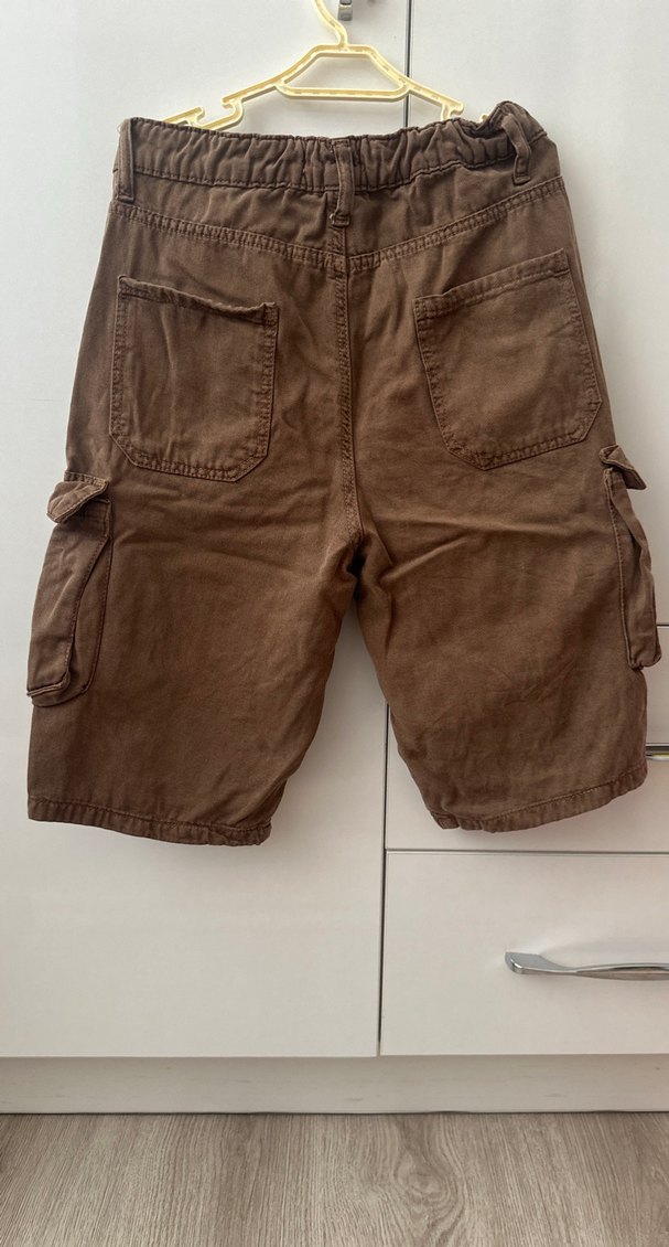 Kahverengi Süet Kemerli Rahat Bermuda Şort - Görsel 2