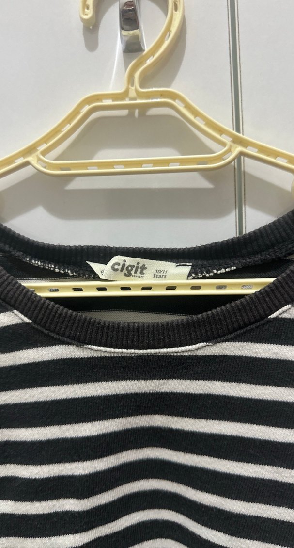 Siyah Beyaz Çizgili erkek çocuk Sweatshirt - Görsel 3