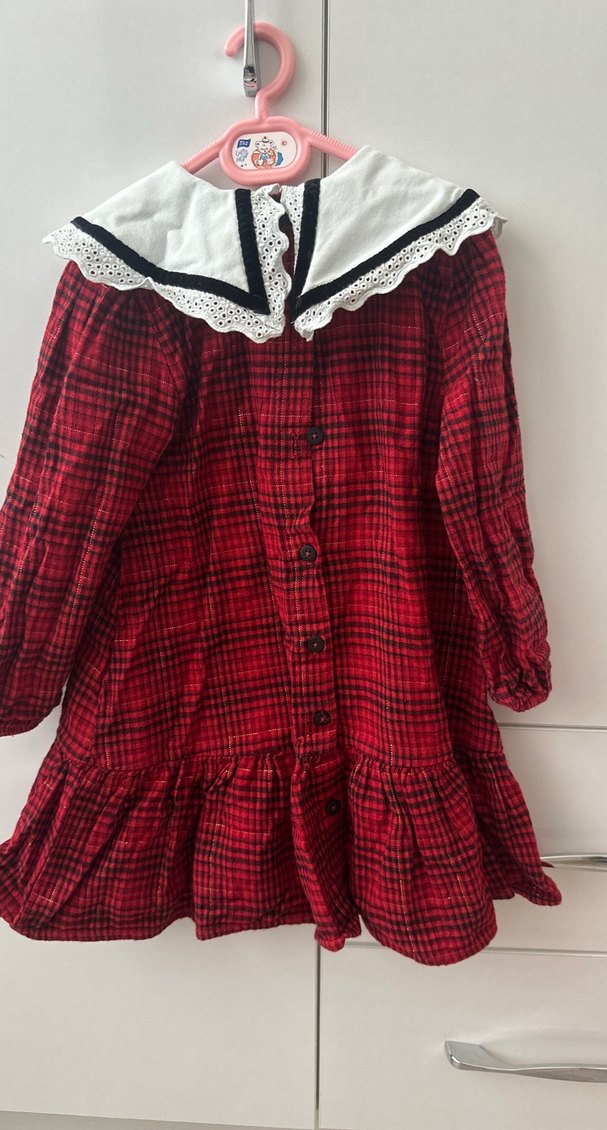 Kız Çocuk Uzun Kollu Fırfırlı Elbise - Görsel 3