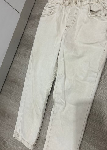 8 Yaş Beden Bej Düğmeli Erkek çocuk Keten Pantolon