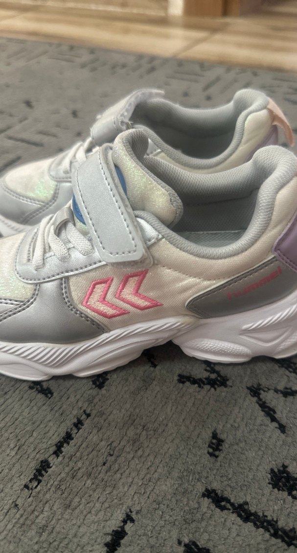 Kız Çocuk Gri Bağcıklı Cırtcırtlı Spor Ayakkabı - Görsel 4