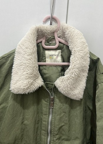 Kürk Detaylı Yeşil çocuk mont - Görsel 2