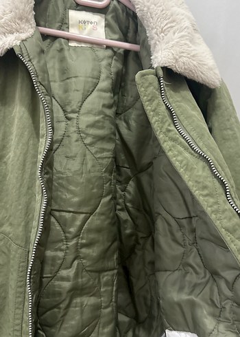 Kürk Detaylı Yeşil çocuk mont - Görsel 6