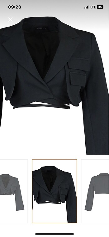 38 Beden siyah Renk Siyah crop blazer ceket