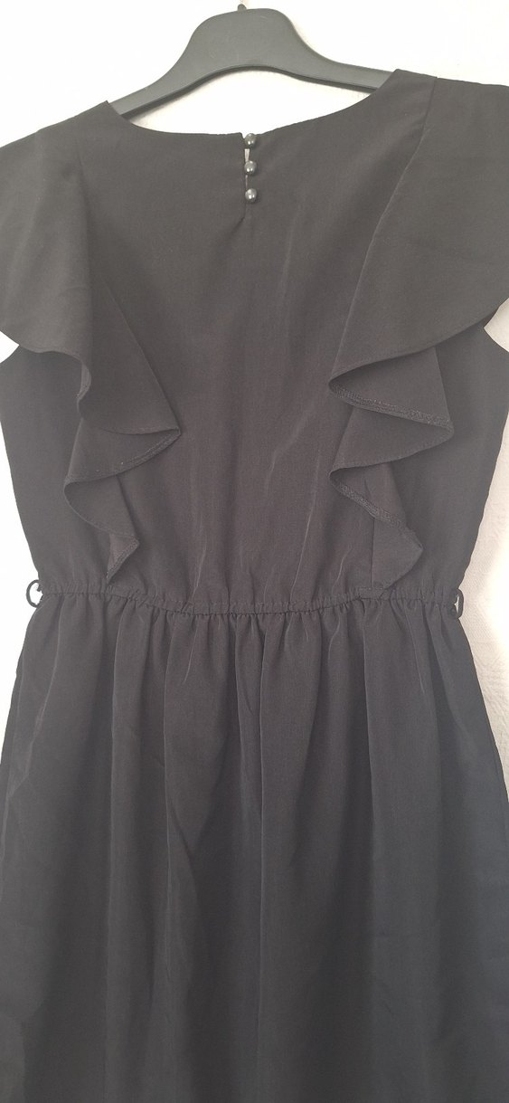 Siyah bisiklet Yakalı Kolsuz Midi Elbise - Görsel 3