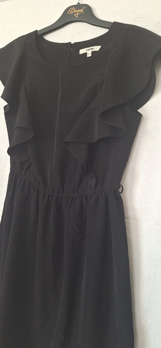 Siyah bisiklet Yakalı Kolsuz Midi Elbise - Görsel 4