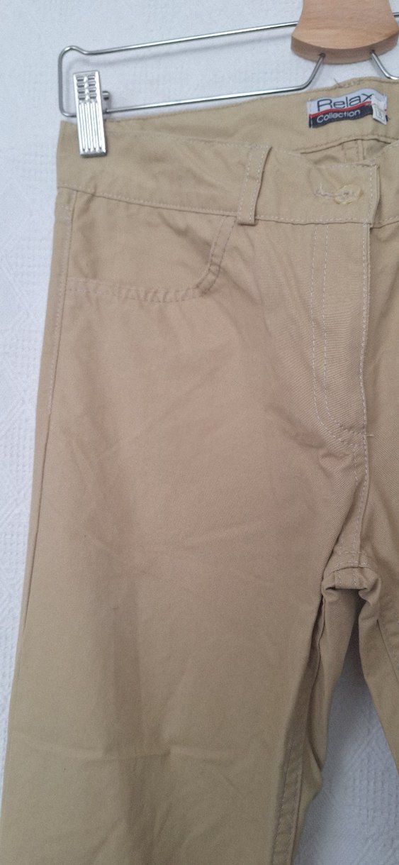 Bej Kadın Pamuklu Kumaş Pantolon - Görsel 2