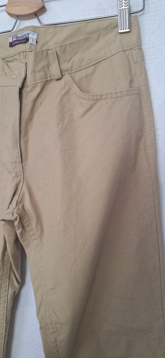 Bej Kadın Pamuklu Kumaş Pantolon - Görsel 3