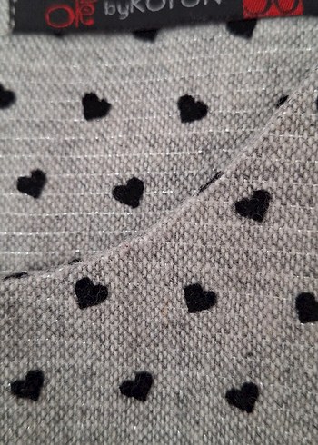 Gri ,kalp desenli yuvarlak Yakalı Midi Elbise - Görsel 4