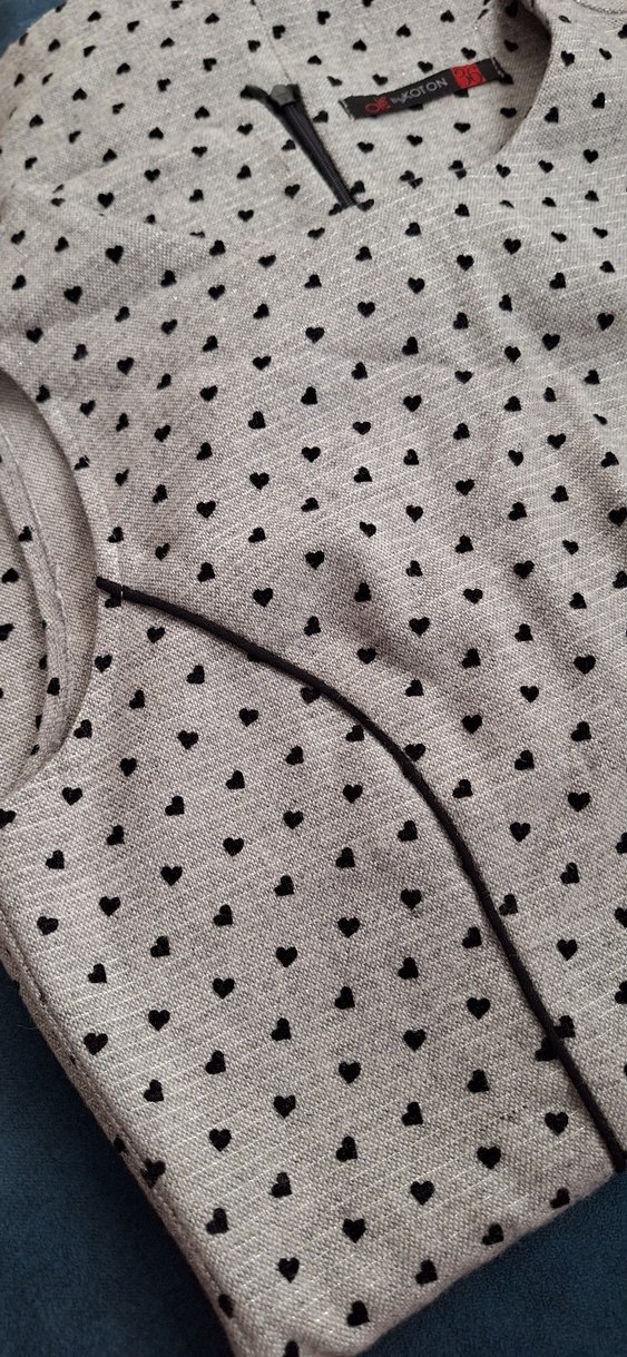 Gri ,kalp desenli yuvarlak Yakalı Midi Elbise - Görsel 5