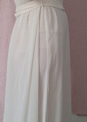 İnci Detaylı Beyaz Uzun Kollu Elbise - Görsel 7