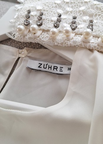İnci Detaylı Beyaz Uzun Kollu Elbise - Görsel 8