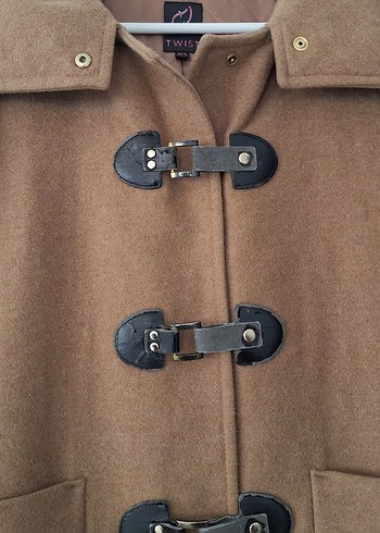 Kapüşonlu Taba Renk Kaban - Görsel 2