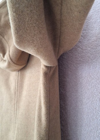 Kapüşonlu Taba Renk Kaban - Görsel 9