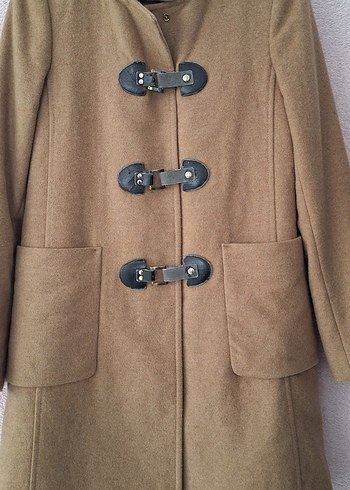 Kapüşonlu Taba Renk Kaban - Görsel 3