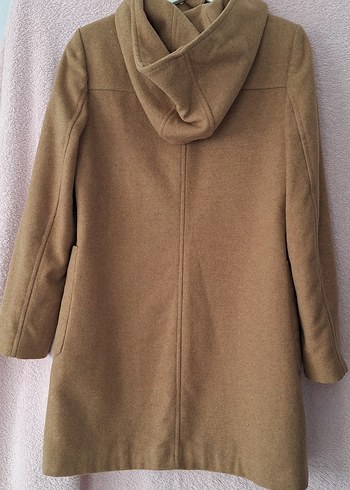 Kapüşonlu Taba Renk Kaban - Görsel 4