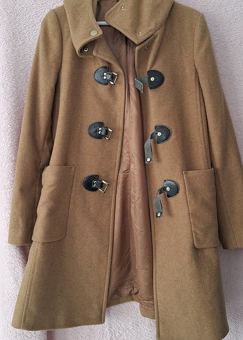 Kapüşonlu Taba Renk Kaban - Görsel 6