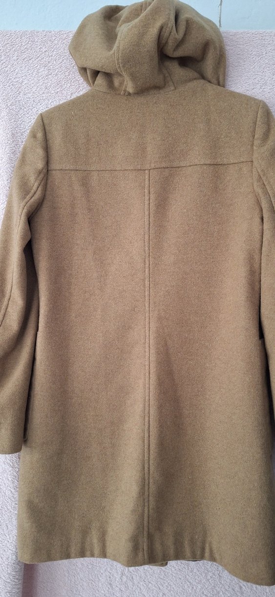 Kapüşonlu Taba Renk Kaban - Görsel 5