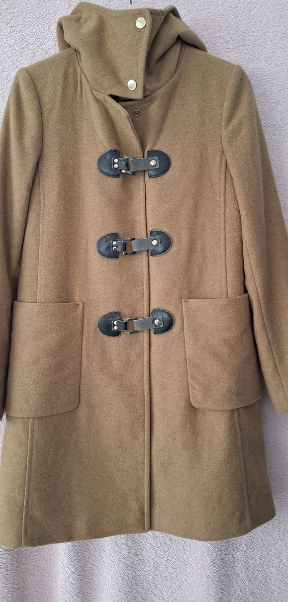 Kapüşonlu Taba Renk Kaban - Görsel 3