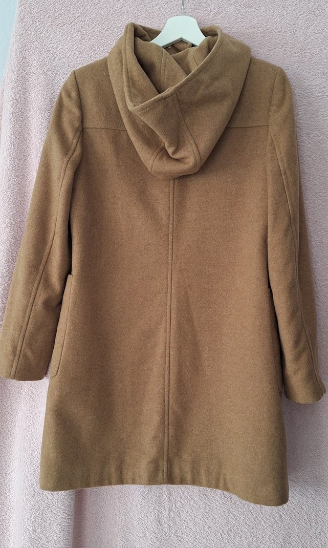 Kapüşonlu Taba Renk Kaban - Görsel 4