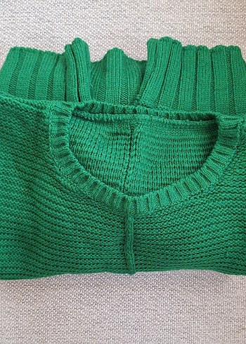 Yeşil Uzun Kollu Örgü Kadın Kazak - Görsel 5