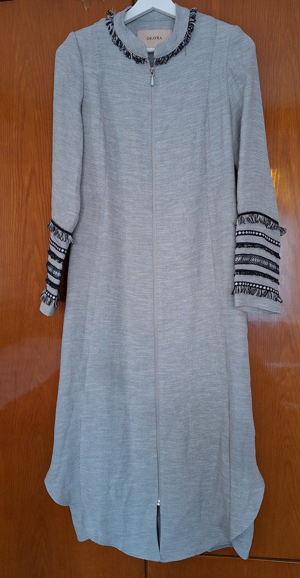 Nakışlı Bohem Gri Uzun giy Çık tunik - Görsel 2