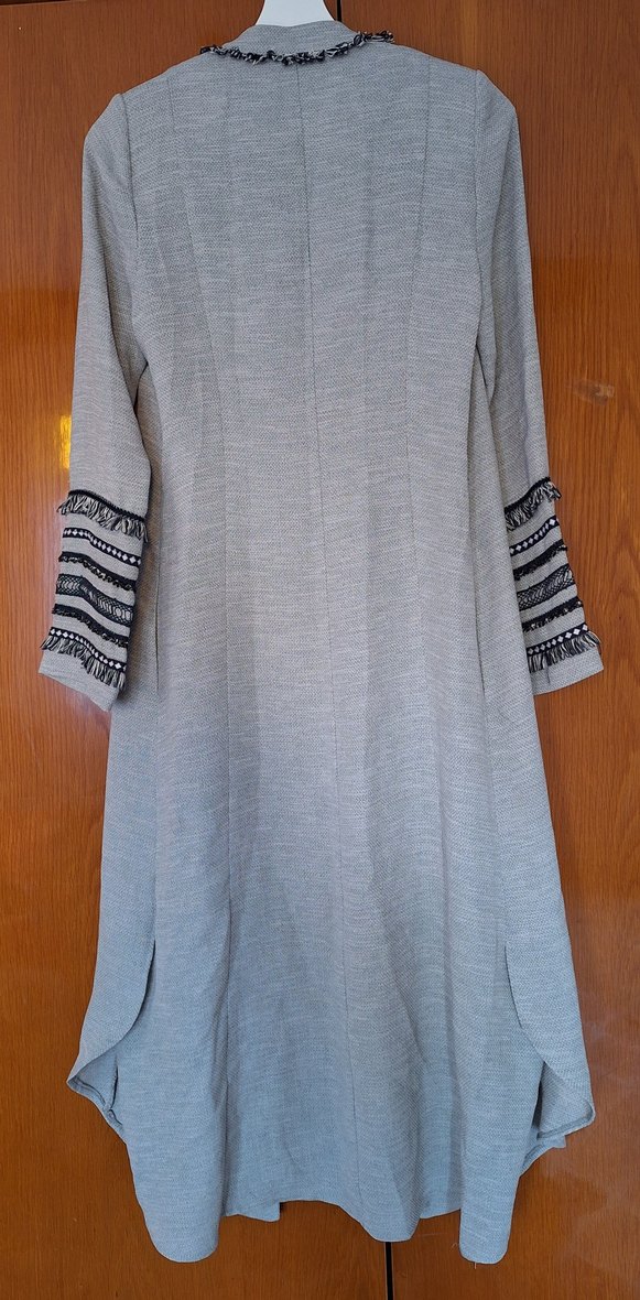 Nakışlı Bohem Gri Uzun giy Çık tunik - Görsel 5