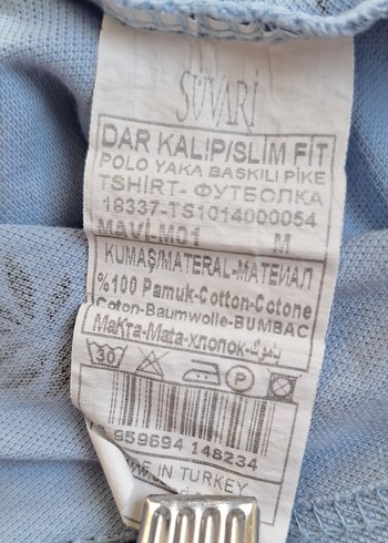 m Beden mavi Renk Düğmeli Desenli Kısa Kollu Erkek Polo Tişört