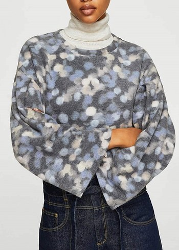 Mango L Beden İspanyol Kol Desenli Kadın Kazak - Görsel 5