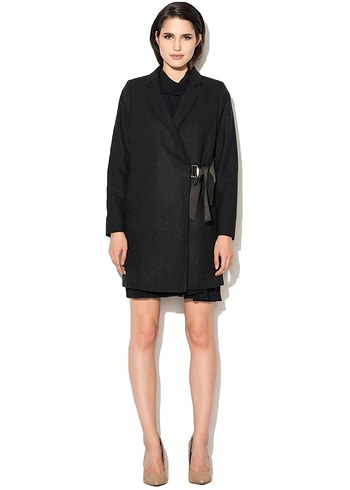 İpekyol Marka 42 Beden Siyah Kuşaklı Gümüş Tokalı Uzun Kaban - Görsel 5