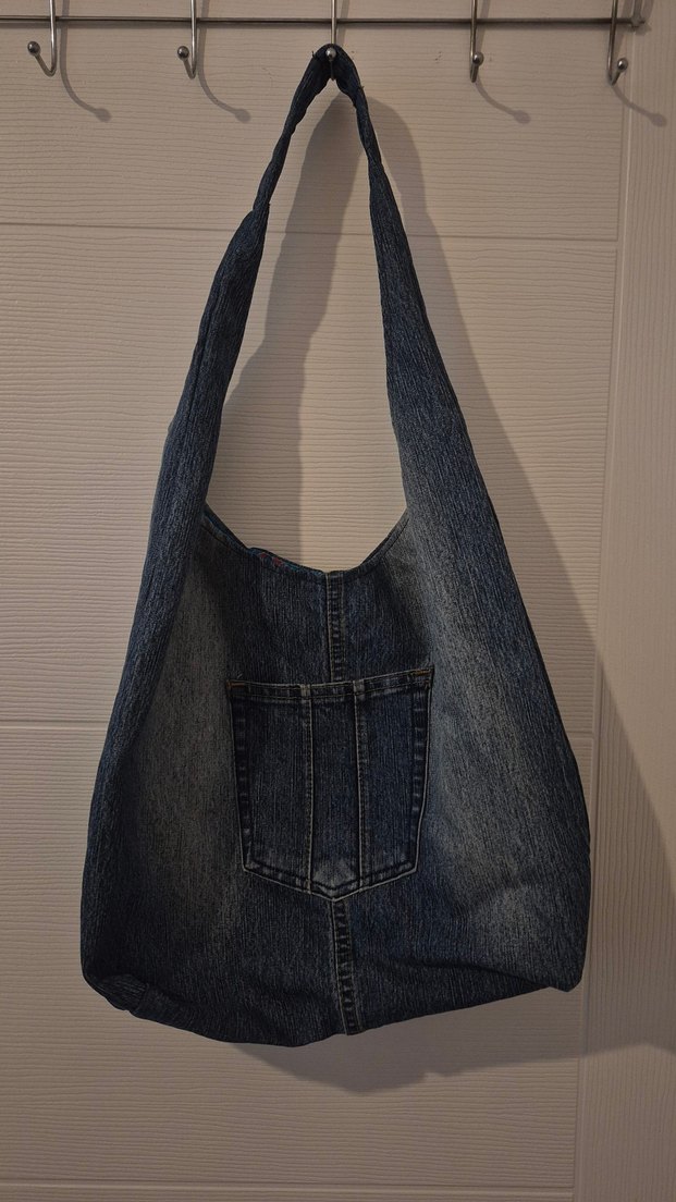 Vintage Eskitilmiş Kot Kadın Omuz Çantası - Görsel 2