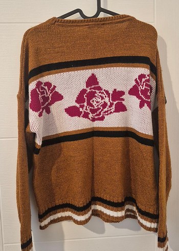 Mavi M Beden Örgü Kadın Desenli Kazak - Görsel 2