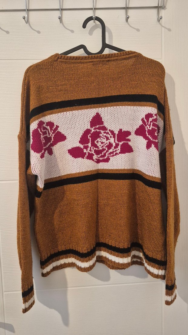 Mavi M Beden Örgü Kadın Desenli Kazak - Görsel 2