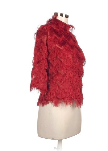 Vintage Love Kırmızı Kürk Detaylı Vintage Love Bluz %70 İndirimli.
