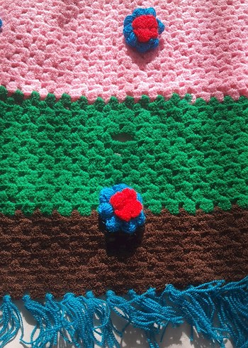 Renkli Nakışlı Örgü Gırgır Örtüsü - Görsel 2