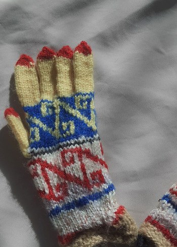 Renkli El Örgüsü Çocuk Eldiveni / Tutamaç - Görsel 3