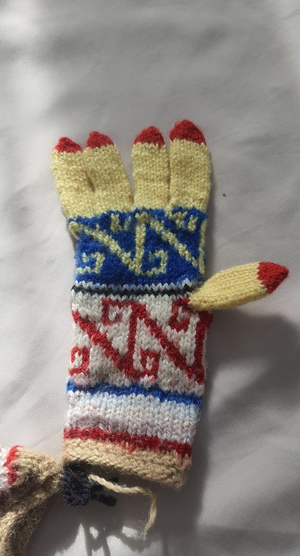 Renkli El Örgüsü Çocuk Eldiveni / Tutamaç - Görsel 4