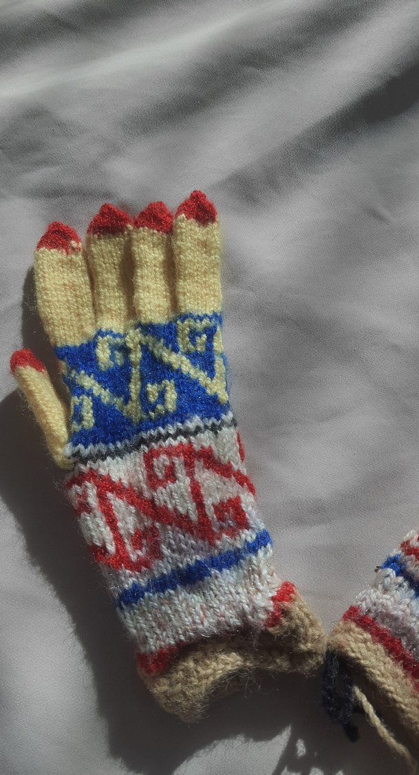 Renkli El Örgüsü Çocuk Eldiveni / Tutamaç - Görsel 3
