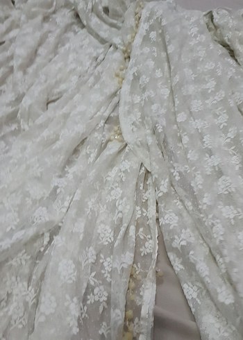 Bohem Nakışlı Beyaz Tül Perde 6 m boncuklu perde - Görsel 5