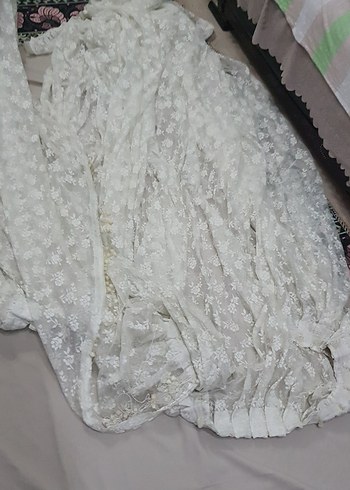 Bohem Nakışlı Beyaz Tül Perde 6 m boncuklu perde - Görsel 3